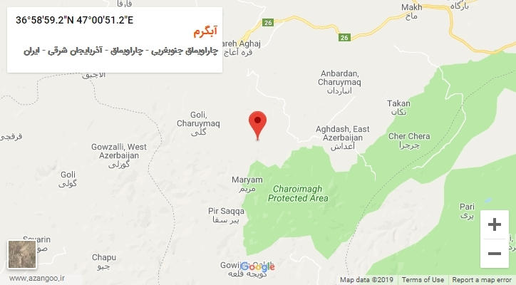 روستای آبگرم بر روی نقشه