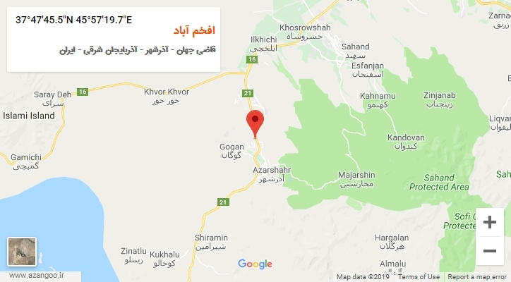 روستای افخم آباد بر روی نقشه