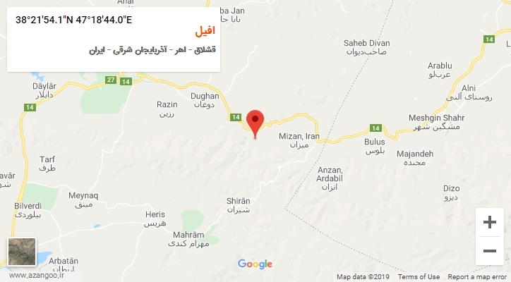 روستای افیل بر روی نقشه