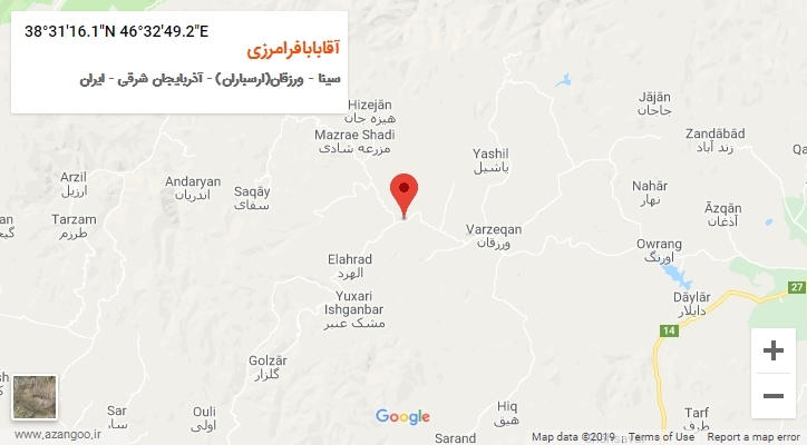 روستای آقابابافرامرزی بر روی نقشه