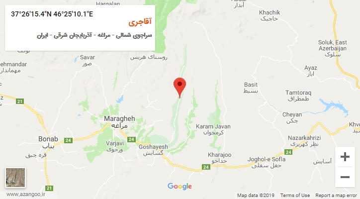 روستای آقاجری بر روی نقشه