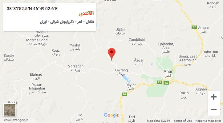 روستای آقاکندی بر روی نقشه