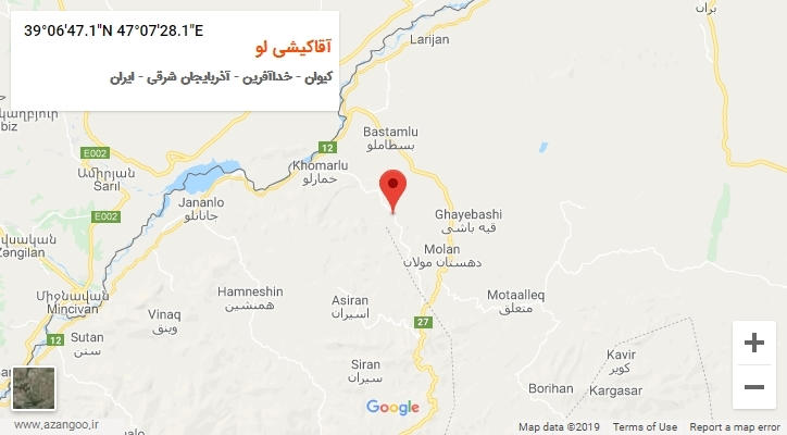 روستای آقاکیشی لو بر روی نقشه