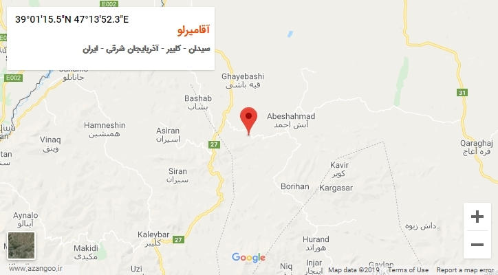 روستای آقامیرلو بر روی نقشه