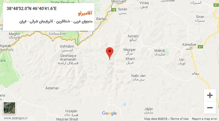 روستای آقامیرلو بر روی نقشه