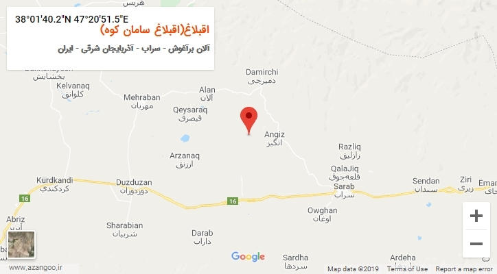 روستای اقبلاغ(اقبلاغ سامان کوه) بر روی نقشه