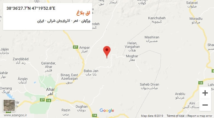 روستای اق بلاغ بر روی نقشه