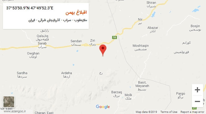 روستای اقبلاغ بهمن بر روی نقشه