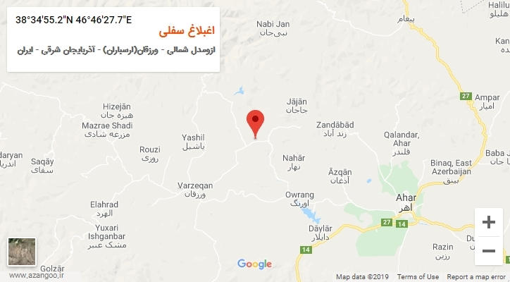 روستای اغبلاغ سفلی بر روی نقشه