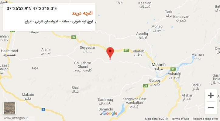 روستای اغچه دربند بر روی نقشه