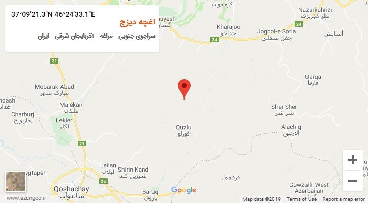 روستای اغچه دیزج بر روی نقشه