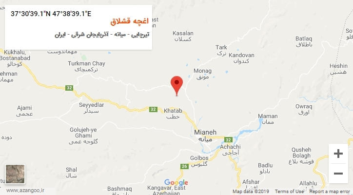 روستای اغچه قشلاق بر روی نقشه