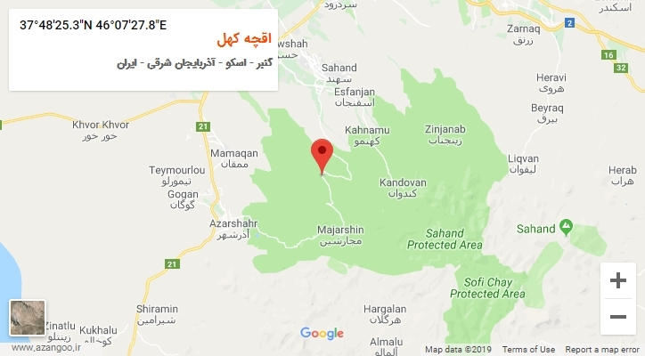 روستای اقچه کهل بر روی نقشه