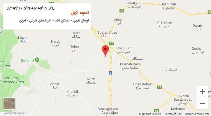 روستای اغچه کهل بر روی نقشه