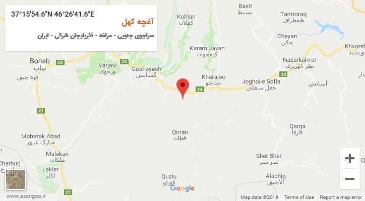روستای آغچه کهل بر روی نقشه