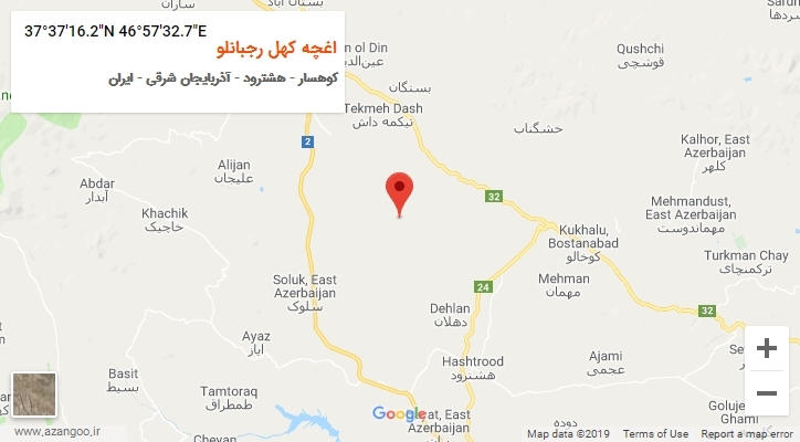 روستای اغچه کهل رجبانلو بر روی نقشه