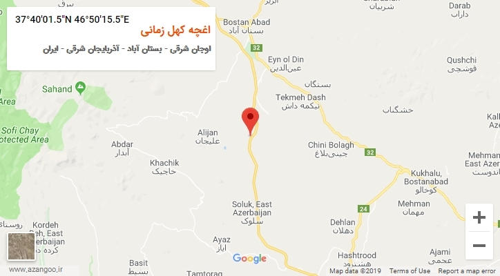 روستای اغچه کهل زمانی بر روی نقشه