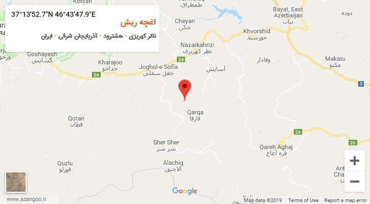 روستای اغچه ریش بر روی نقشه