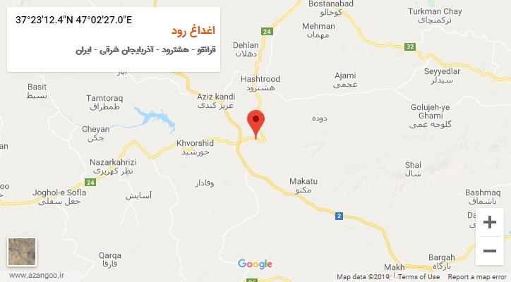 روستای اغداغ رود بر روی نقشه