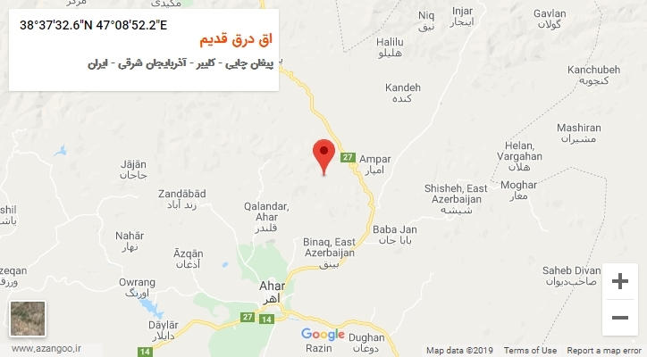 روستای اق درق قدیم بر روی نقشه