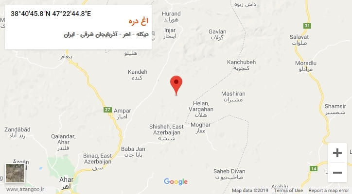 روستای اغ دره بر روی نقشه