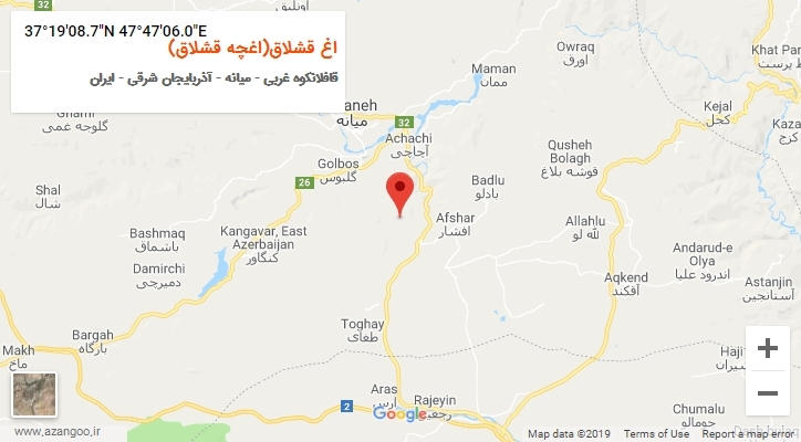 روستای اغ قشلاق(اغچه قشلاق) بر روی نقشه