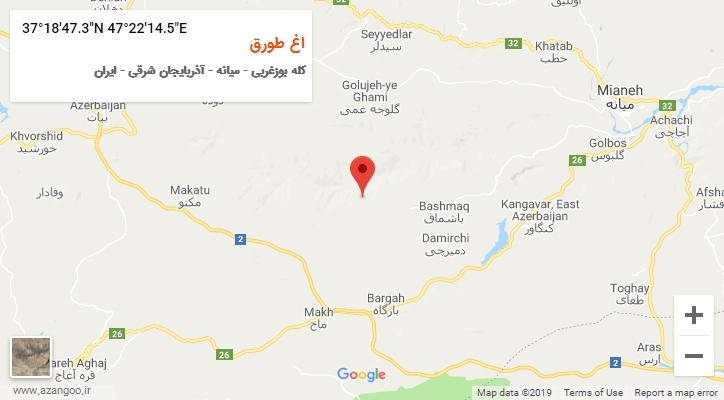 روستای اغ طورق بر روی نقشه