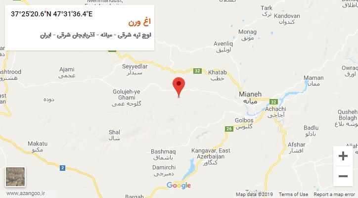 روستای اغ ورن بر روی نقشه