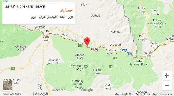 روستای احمدآباد بر روی نقشه