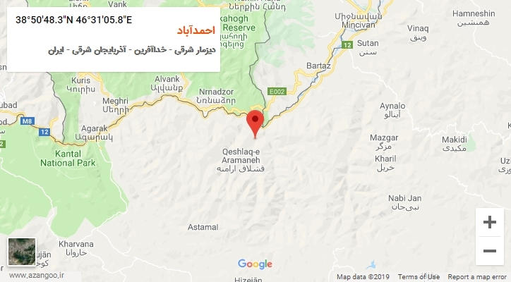 روستای احمدآباد بر روی نقشه