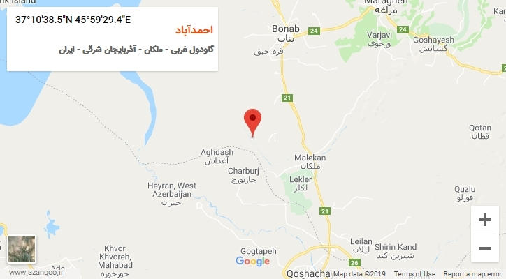 روستای احمدآباد بر روی نقشه