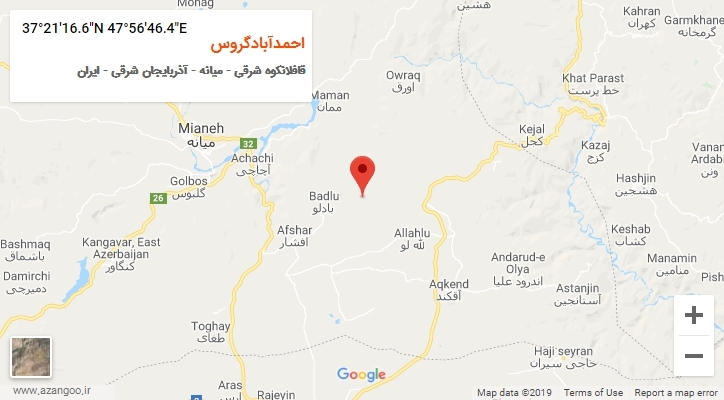 روستای احمدآبادگروس بر روی نقشه