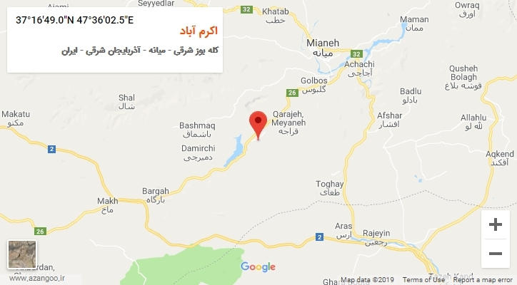 روستای اکرم آباد بر روی نقشه