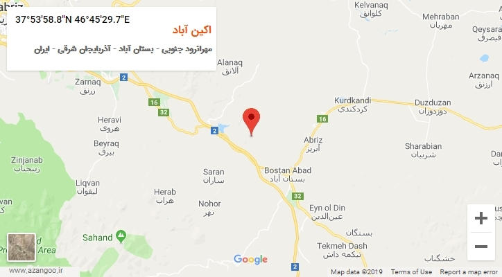 روستای اکین آباد بر روی نقشه