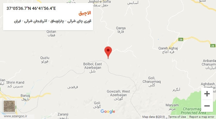 روستای الاچیق بر روی نقشه