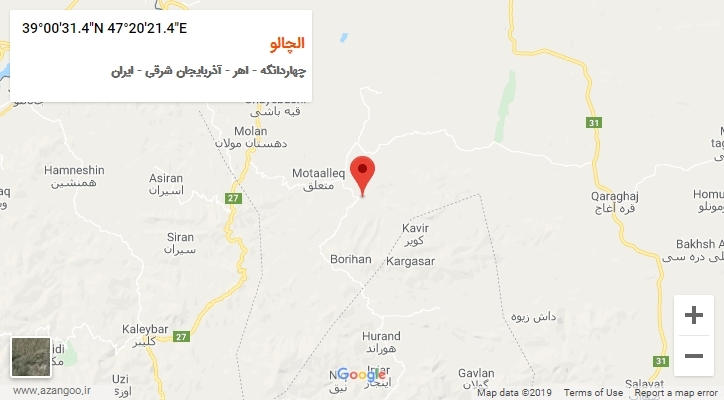 روستای الچالو بر روی نقشه