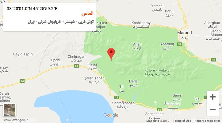 روستای الماس بر روی نقشه