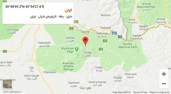 روستای الوان بر روی نقشه