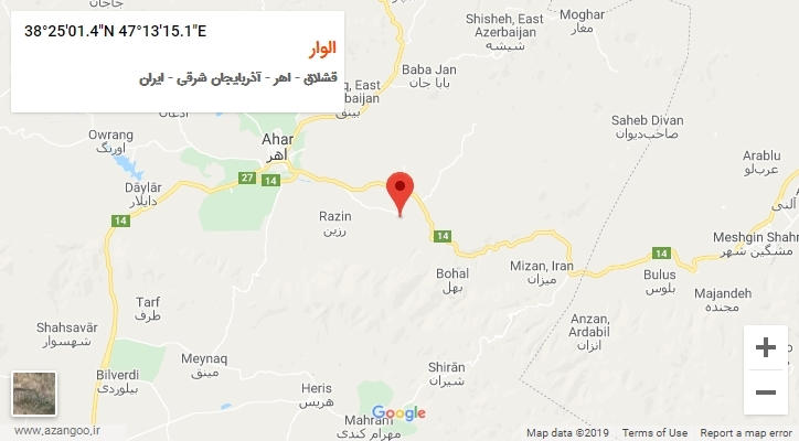 روستای الوار بر روی نقشه