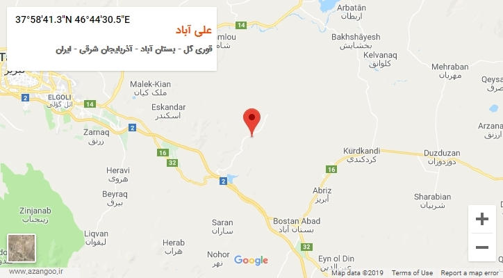 روستای علی آباد بر روی نقشه