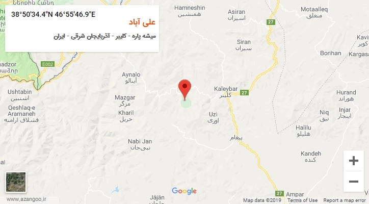 روستای علی آباد بر روی نقشه