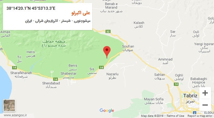 روستای علی اکبرلو بر روی نقشه