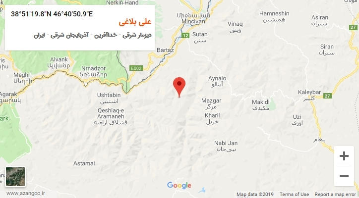 روستای علی بلاغی بر روی نقشه