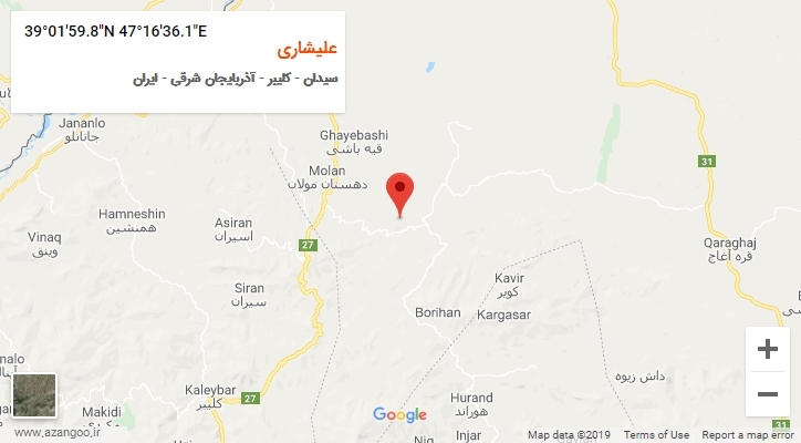 روستای علیشاری بر روی نقشه
