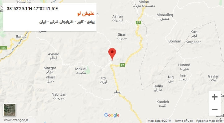 روستای علیش لو بر روی نقشه
