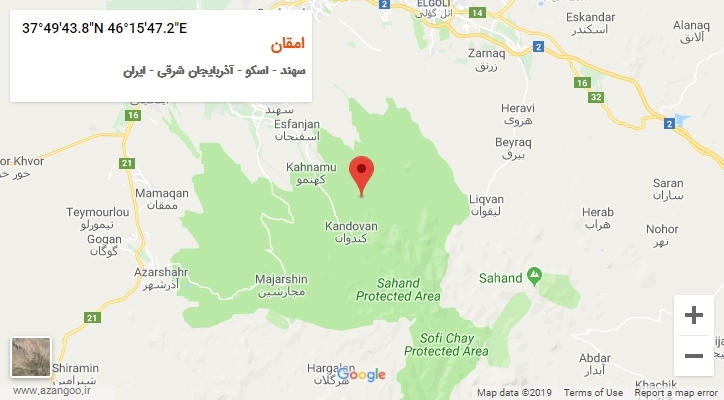 روستای امقان بر روی نقشه