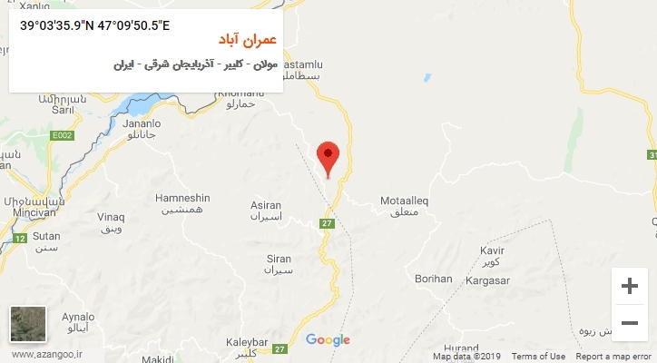 روستای عمران آباد بر روی نقشه