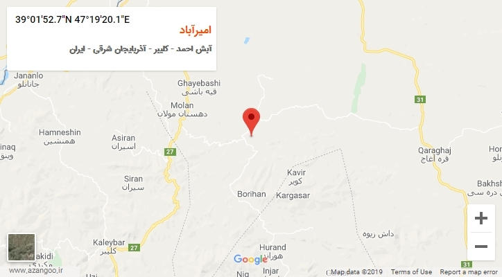 روستای امیرآباد بر روی نقشه