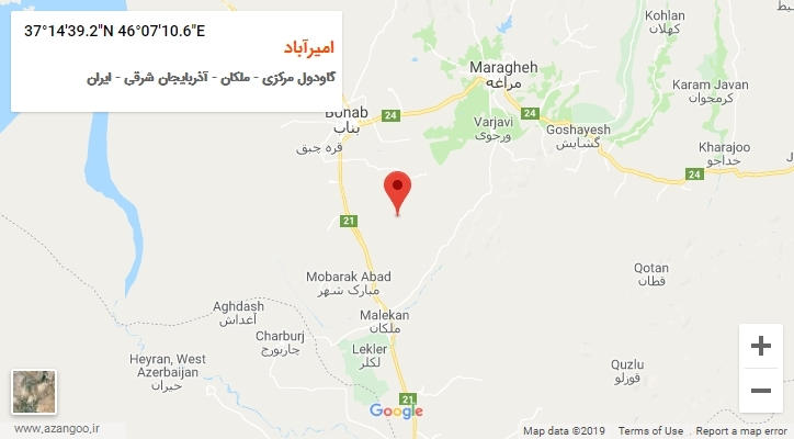 روستای امیرآباد بر روی نقشه