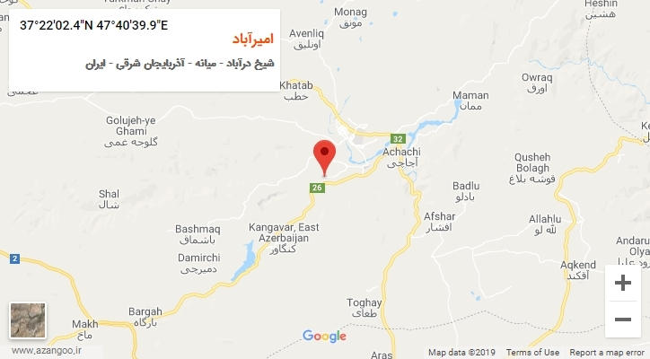 روستای امیرآباد بر روی نقشه